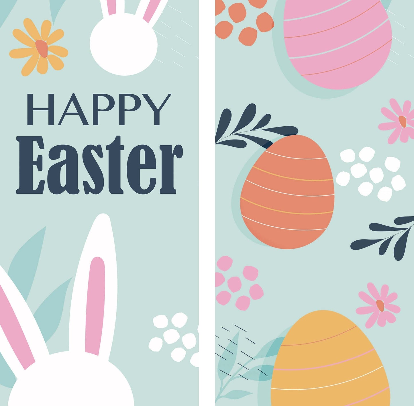 Happy Easter - Eggs & Bunnies Double Vinyl Banner