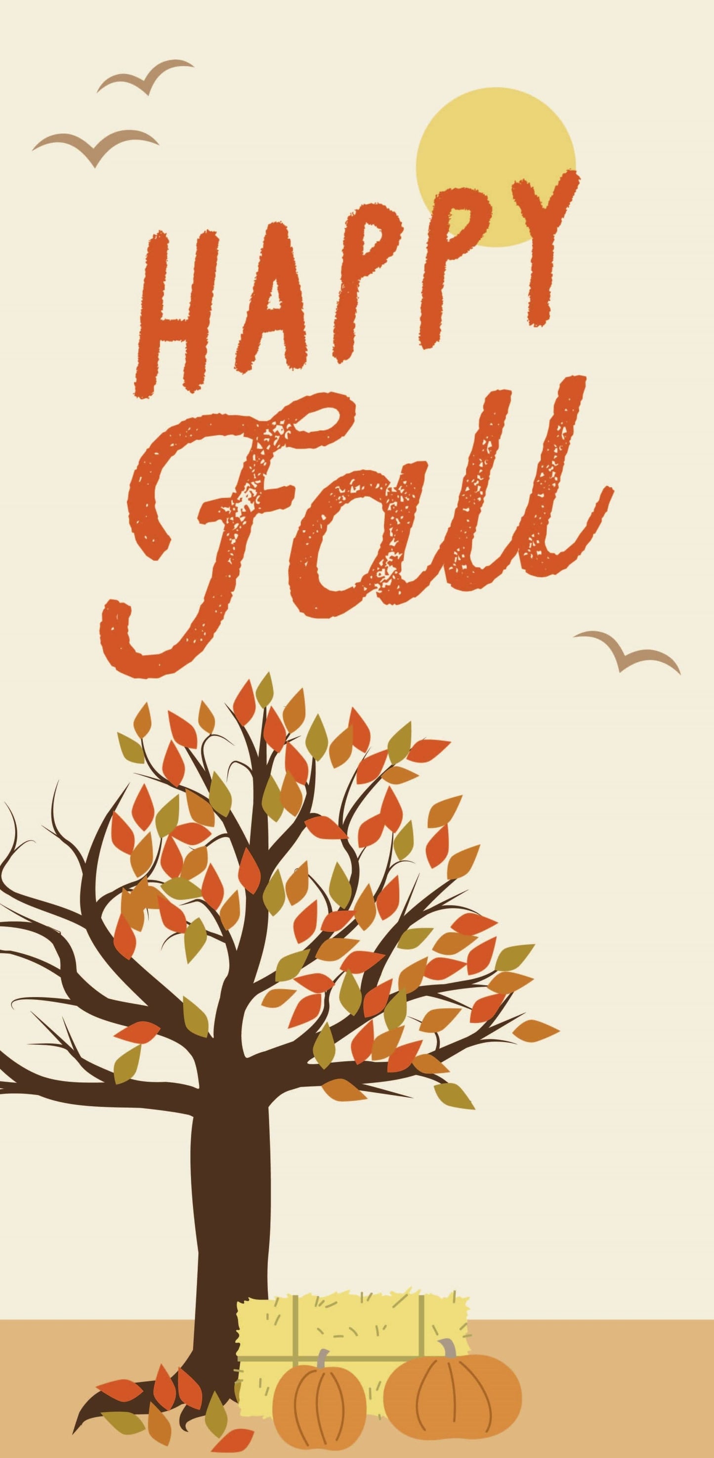 Happy Fall - Changing Tree Leaves Single Vinyl Banner