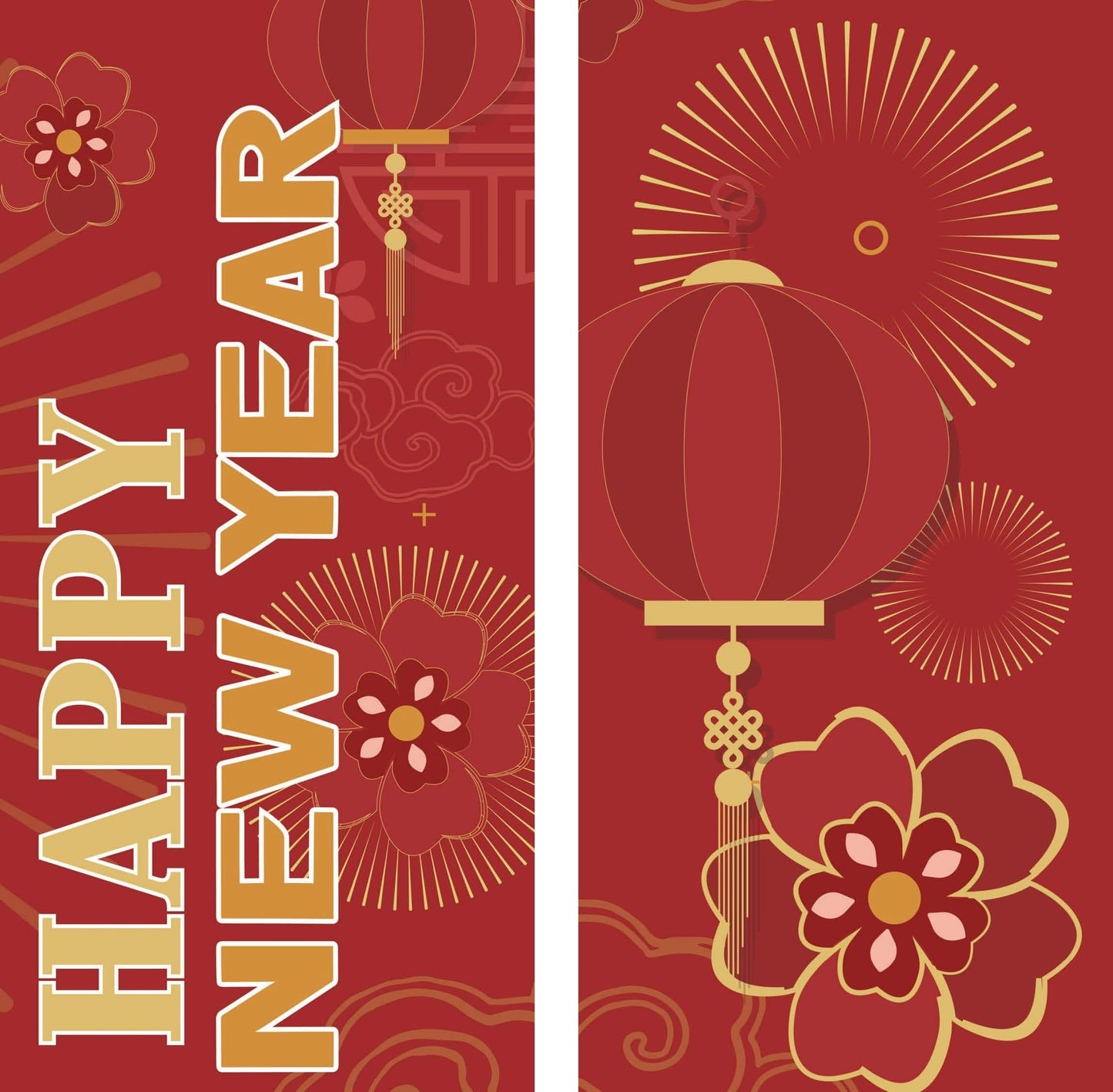 Happy New Year - Lantern Double Vinyl Banner