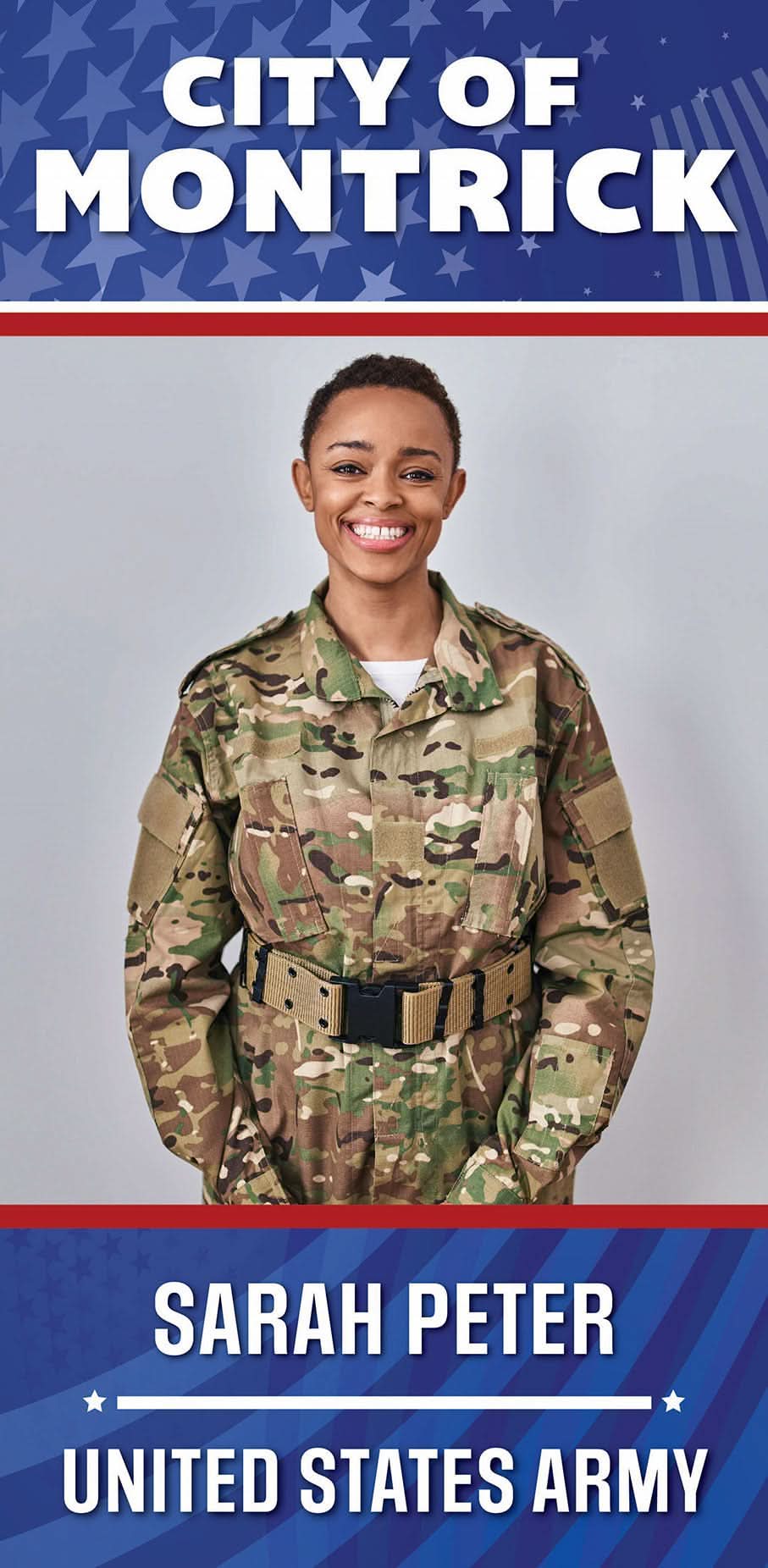 Military Banner - Army Blue Background Single Vinyl Banner