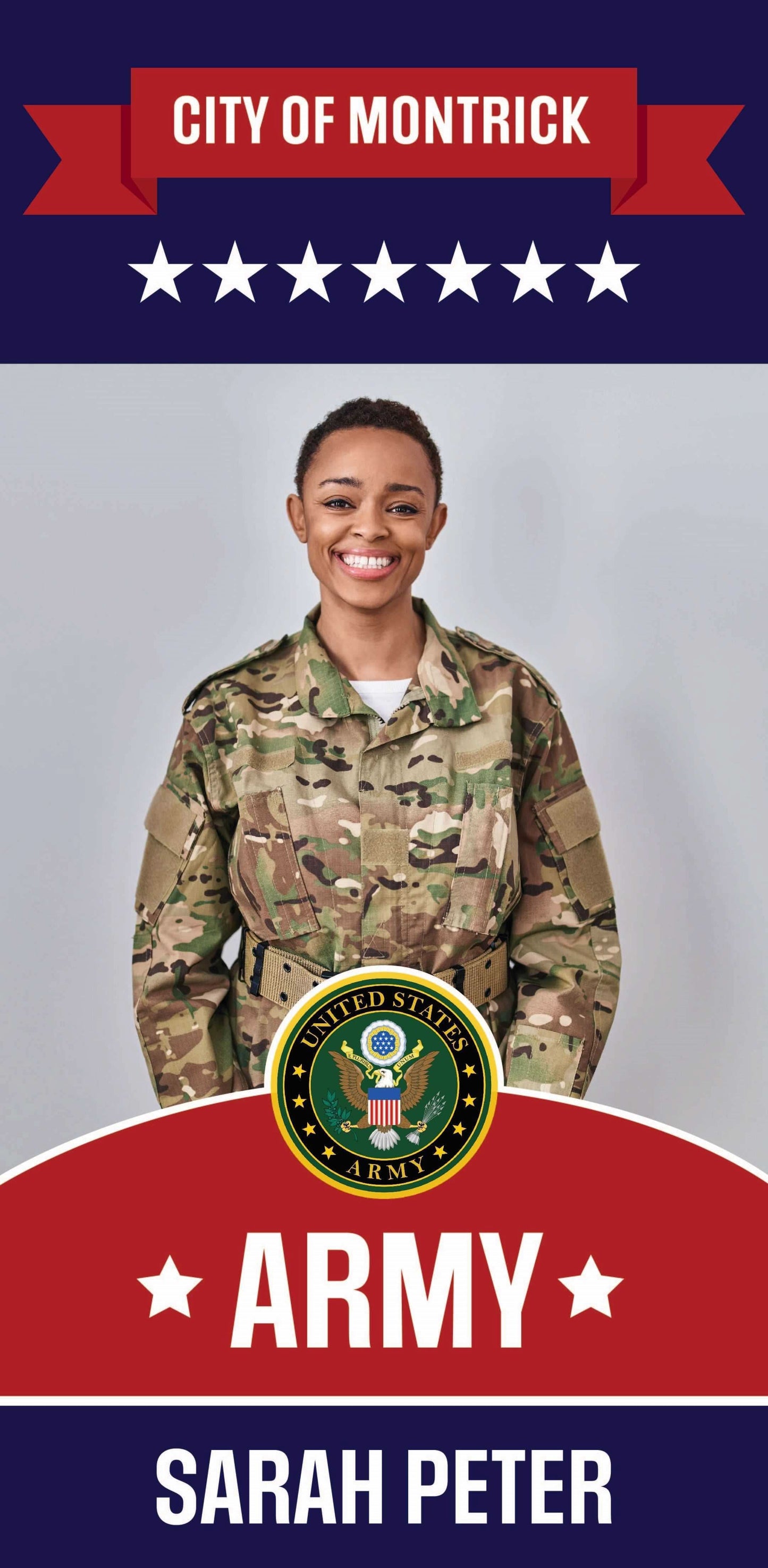 Military Banner - Army Blue and Red Background Single Vinyl Banner
