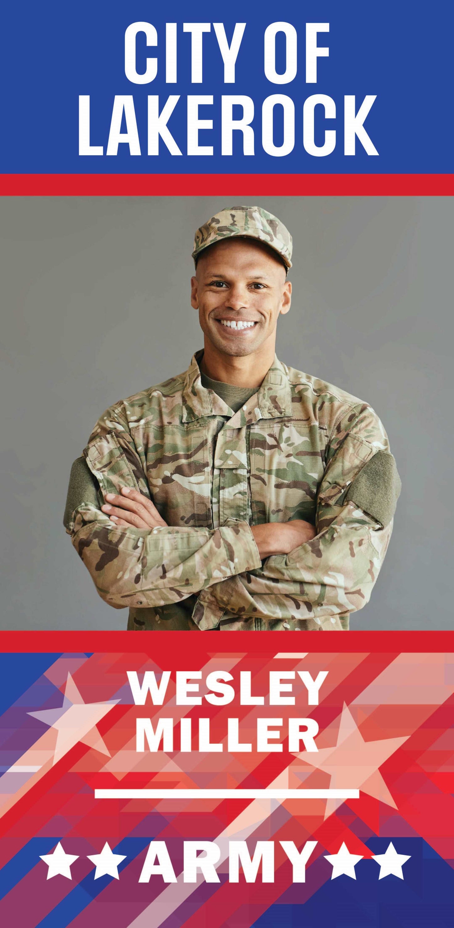 Military Banner - Army Red White Blue Background Single Vinyl Banner