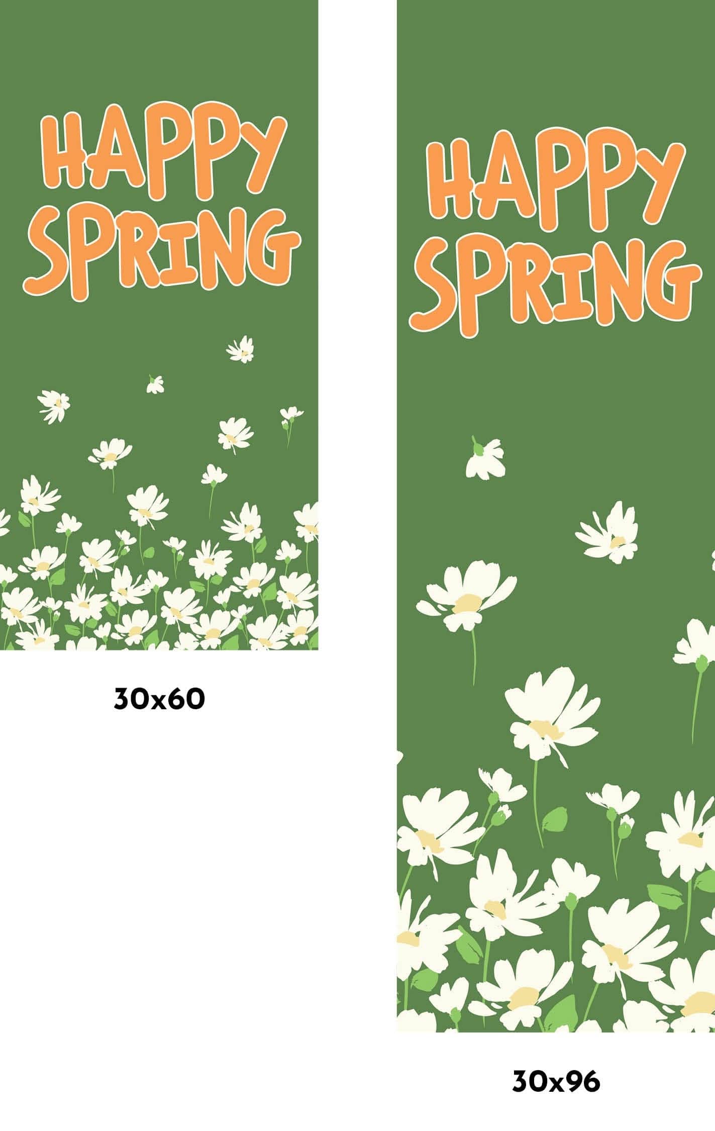 White Spring Daisies Single Vinyl Banner