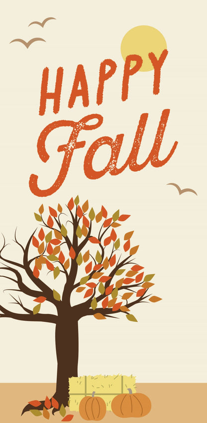 Happy Fall - Changing Tree Leaves Single Vinyl Banner