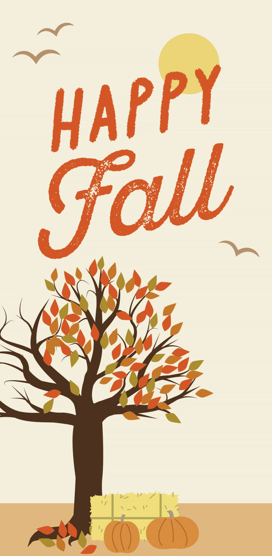 Happy Fall - Changing Tree Leaves Single Vinyl Banner