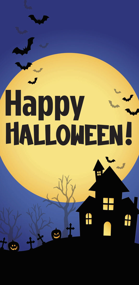 Happy Halloween- Full Moon Single Vinyl Banner
