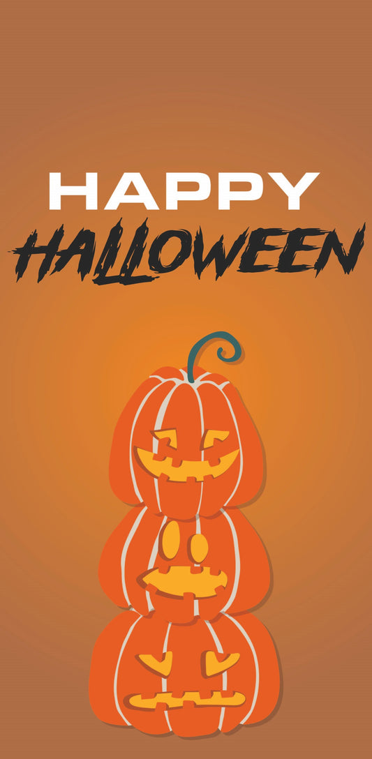 Happy Halloween- Three Stack Pumpkins Single Vinyl Banner