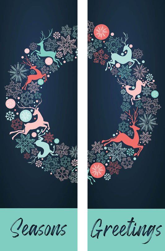 Reindeer Wreath Double Vinyl Banner Set