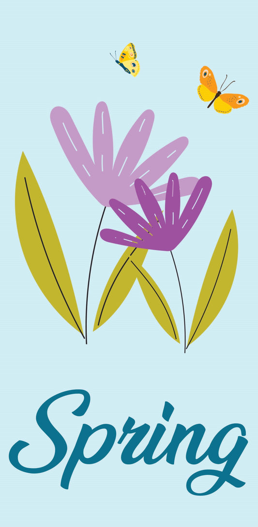 Spring - Flowers with Butterflies Single Vinyl Banner