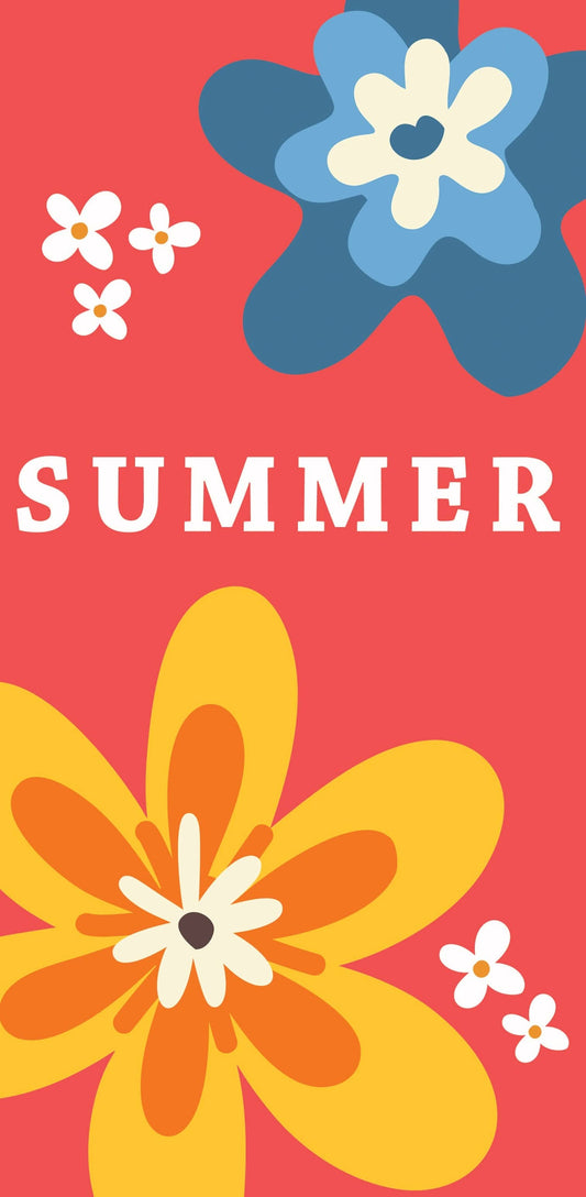 Summer - Flowers with Red Background Single Vinyl Banner