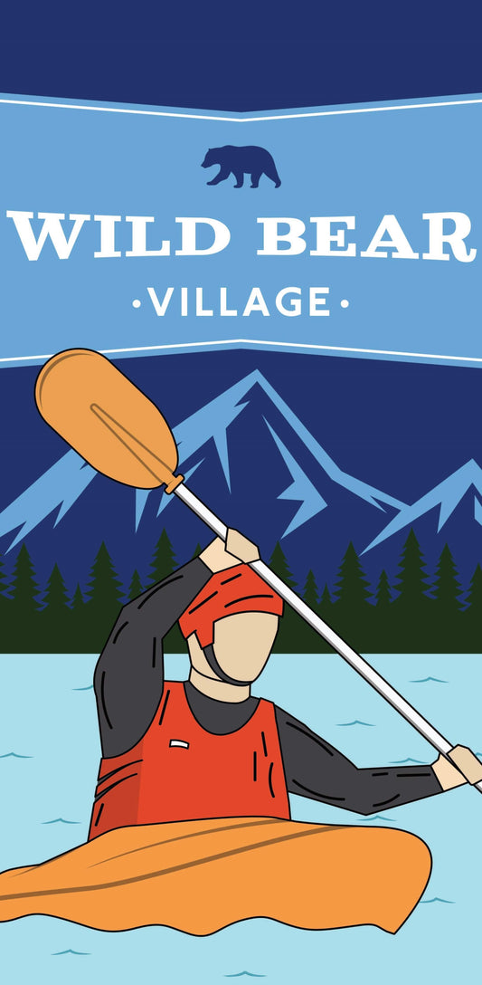 Wild Bear Village Kayaking Single Vinyl Banner
