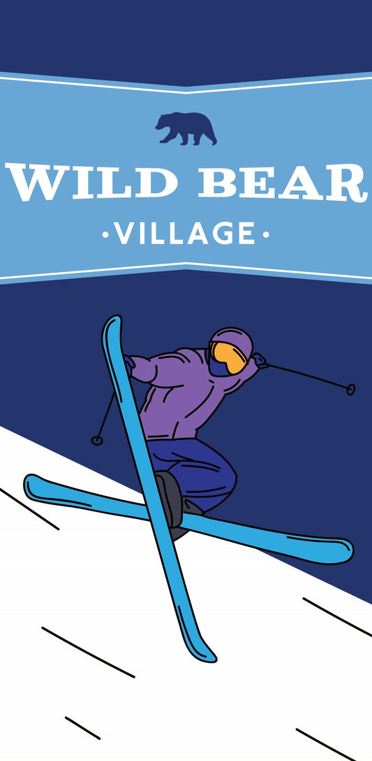 Wild Bear Village Skiing Single Vinyl Banner