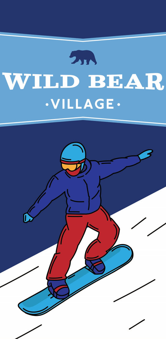 Wild Bear Village Snowboarding Single Vinyl Banner
